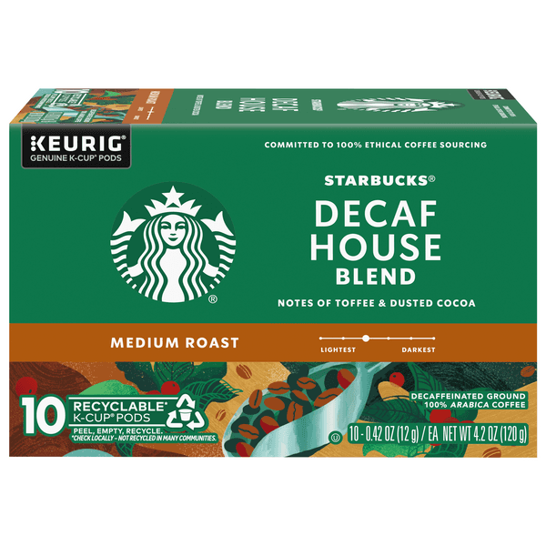 Starbucks Decaf House Blend 100% Arabica Medium Roast K Cup Coffee Pods