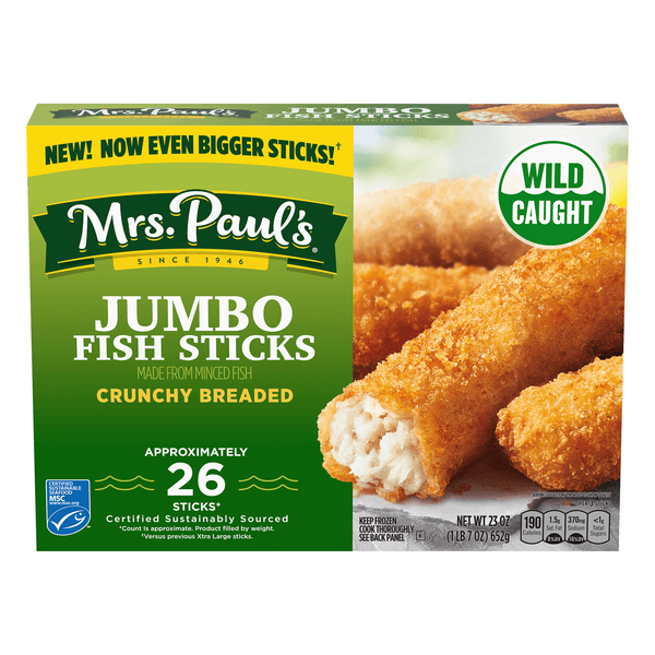 Mrs. Paul'S Wild Caught Jumbo Breaded Fish Sticks - Apx