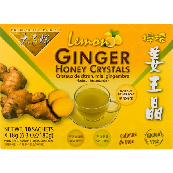 Prince Of Peace Ginger Honey Crystals With Lemon Instant Tea Sachets