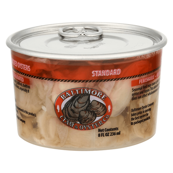 Baltimore Clam & Oyster Co. Wild Caught Shucked Standard Oysters Fresh
