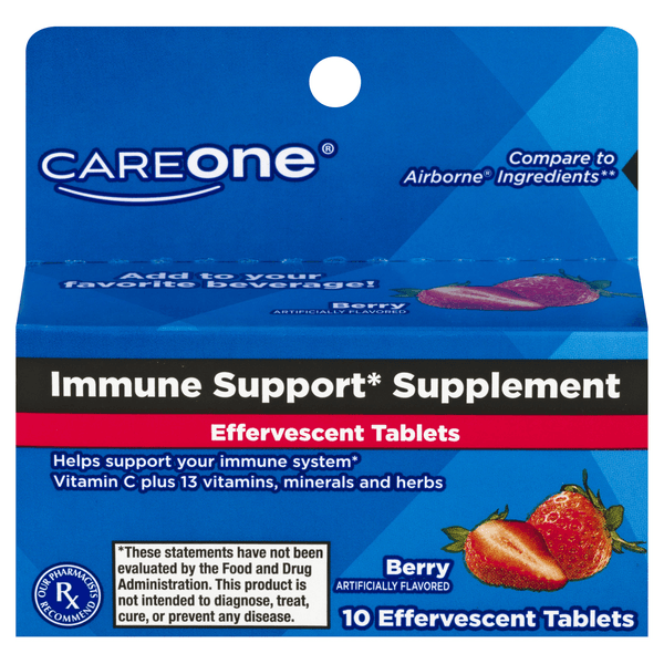 Careone Immune Support Supplement Effervescent Tablets Berry