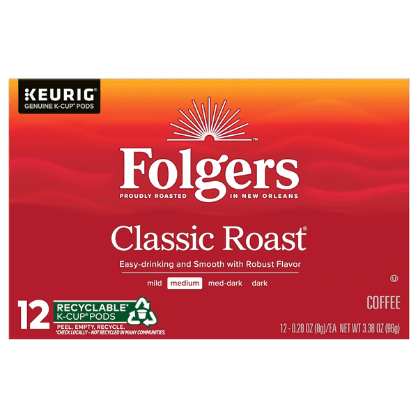 Folgers Gourmet Selections Coffee K-Cup Pods Medium Roast Classic Roast