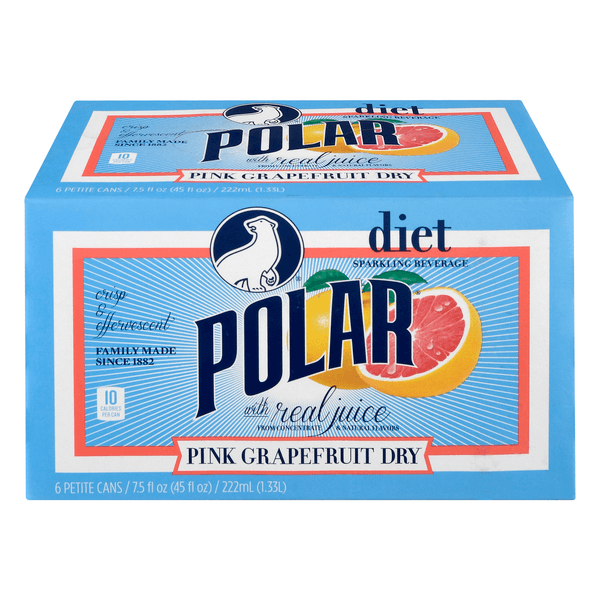 Polar Diet Sparkling Beverage Pink Grapefruit Dry