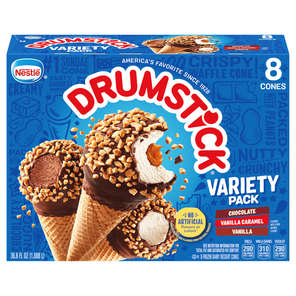 Nestle Drumstick Chocolate Vanilla Caramel Cones Variety