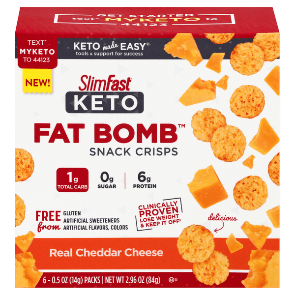 Slimfast Keto Fat Bomb Snack Crisps Cheddar Cheese