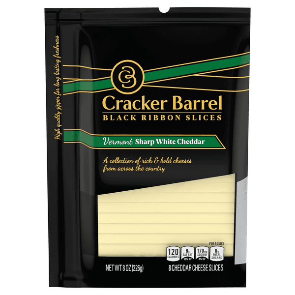 Cracker Barrel Black Ribbon Slices Vermont Sharp White Cheddar