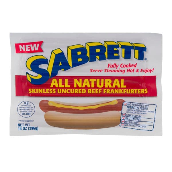 Sabrett Natural Skinless Uncured Beef Frankfurters