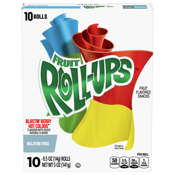 Fruit Roll-Ups Fruit Flavored Snacks Blastin' Berry Hot Colors