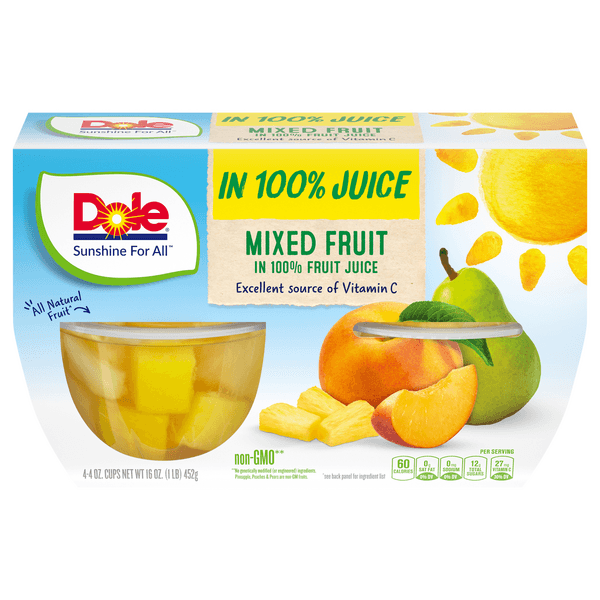 Dole Mixed Fruit In 100% Fruit Juice Cups