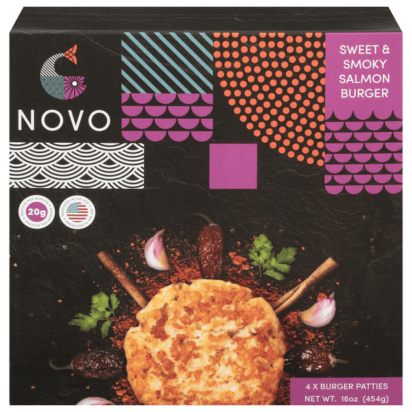 Novo Salmon Burger Patties Sweet & Smoky