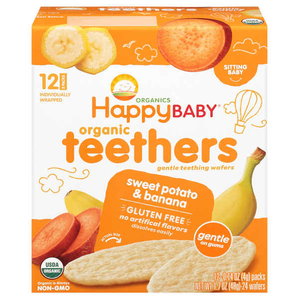 Happy Baby Organics Gentle Teething Wafers Sweet Potato & Banana