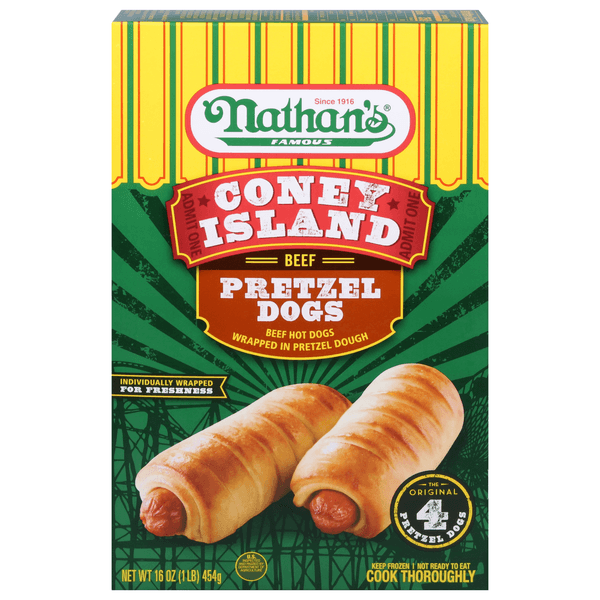 Nathans Pretzel Beef Corn Dog