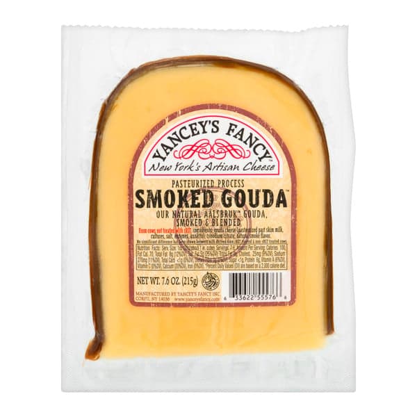 Yanceys Fancy Cheese Smoked Gouda Vacuum Packed