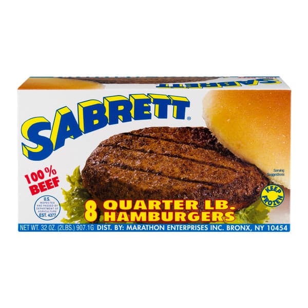 Sabrett 100% Beef Quarter Lb. Hamburgers