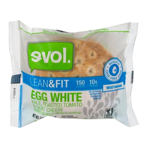 Evol. Lean & Fit Flatbread Sandwich Egg White, Kale, Tomato & Goat Cheese