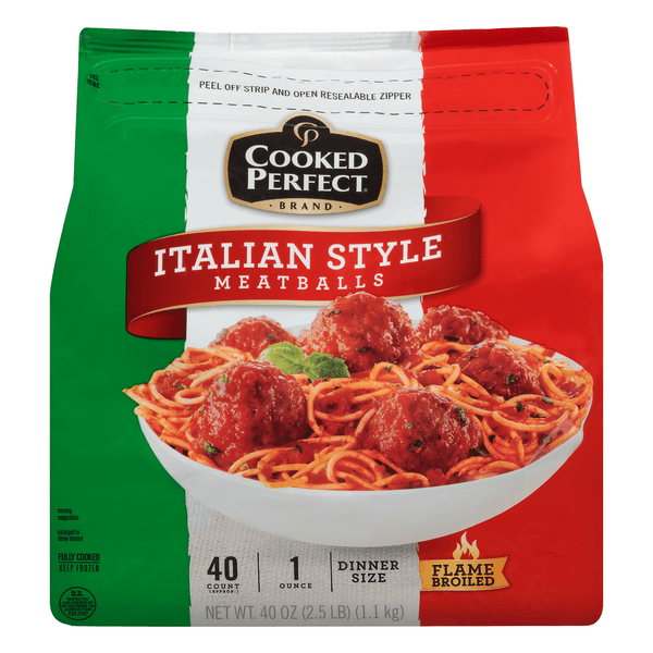 Cooked Perfect Dinner Size Beef & Pork Meatballs - Apx