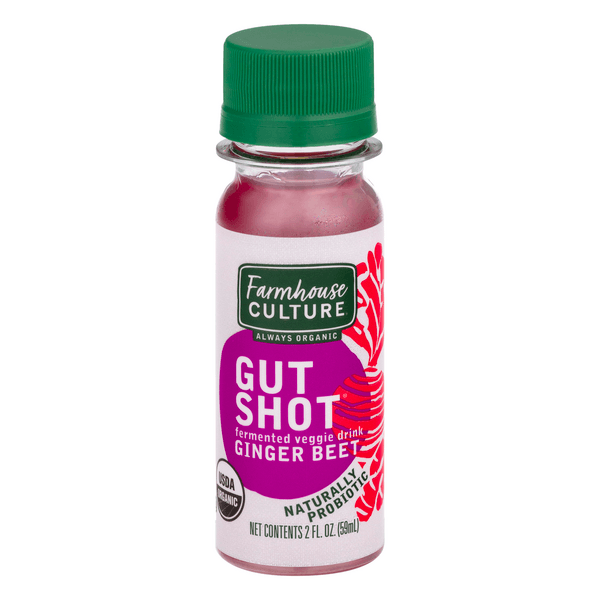 Farmhouse Culture Gut Shot Fermented Veggie Drink Ginger Beet Organic