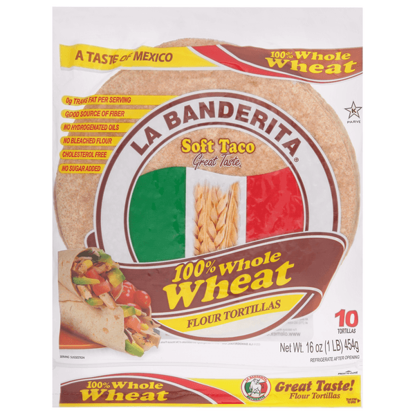 La Banderita 100% Whole Wheat Flour Tortillas Soft Taco Size