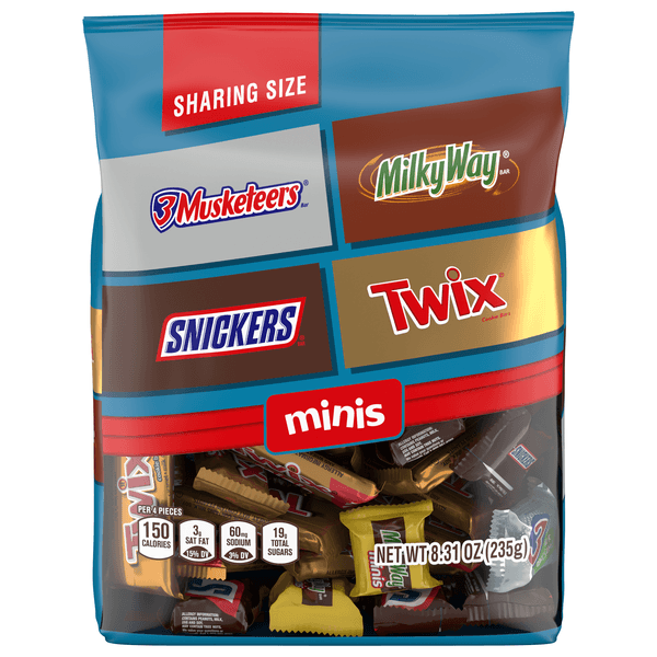 Snickers, Twix, Milky Way & 3 Musketeers Variety Pack Milk & Dark Chocolate Candy Bars