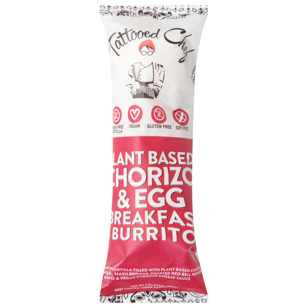 Tattooed Chef Plant Based Breakfast Burrito Chorizo & Egg