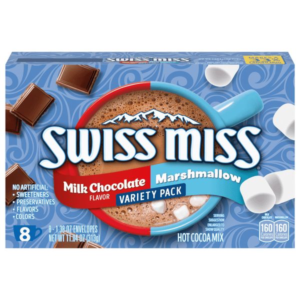 Swiss Miss Marshmallow And Milk Chocolate Flavored Hot Cocoa Mix Variety Pack