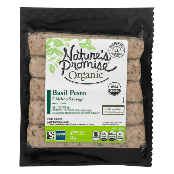 Nature'S Promise Organic Basil Pesto Chicken Sausage