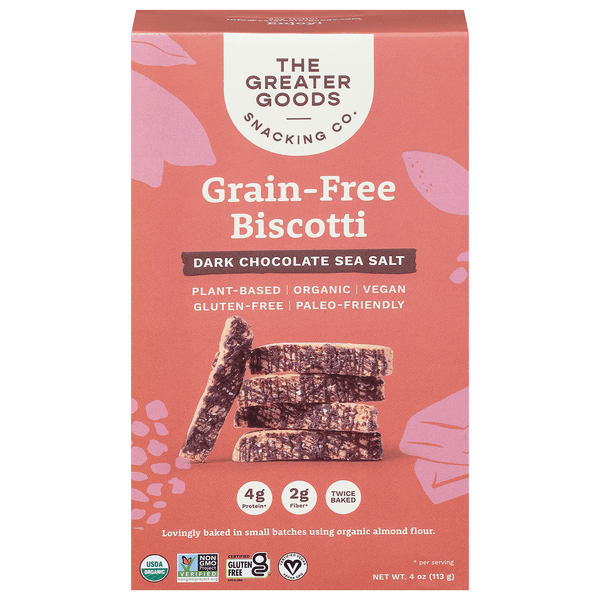 The Greater Goods Snacking Co. Biscotti Dark Chocolate Sea Salt Grain Free