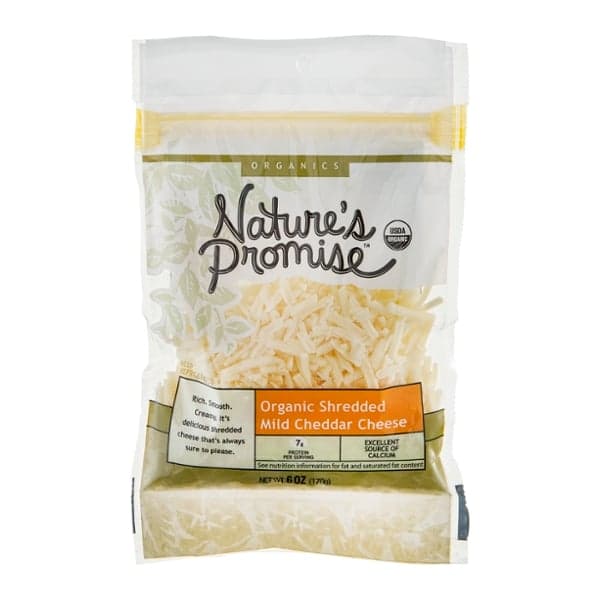 Nature'S Promise Organic Cheddar Cheese Mild Shredded