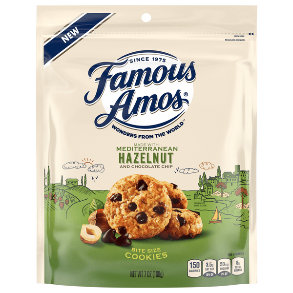 Famous Amos, Cookies, Mediterranean Hazelnut And Chocolate Chip, Bite Size