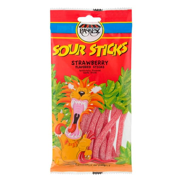 Paskesz Sour Sticks Candy Strawberry