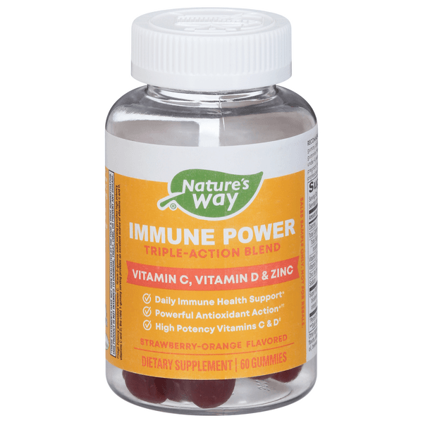 Nature'S Way Immune Power Triple-Action Blend Gummies Strawberry-Orange