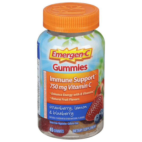 Emergen-C Immune Support Vitamin C Gummies Strawberry Lemon And Blueberry