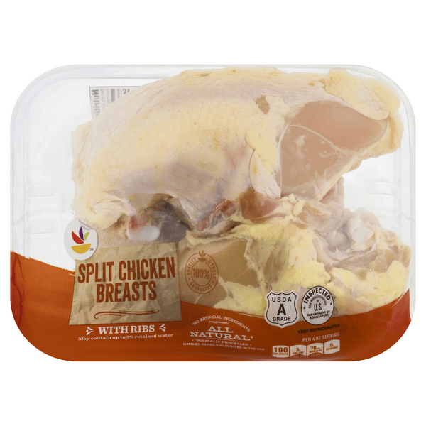 Our Brand Natural Bone-In Split Chicken Breasts With Ribs - T Fresh