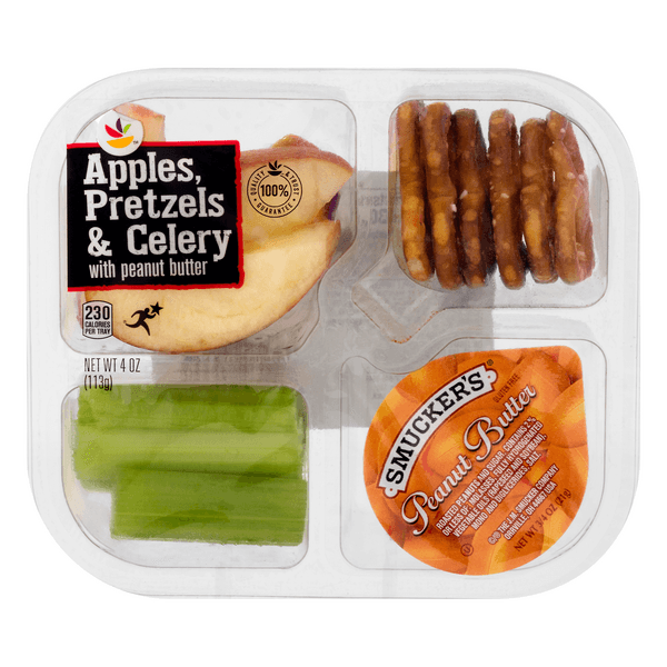 Giant Apples Pretzels & Celery With Peanut Butter