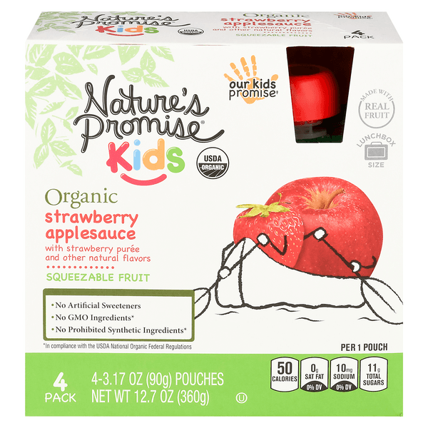 Nature'S Promise Kids Organic Applesauce Strawberry Squeezable