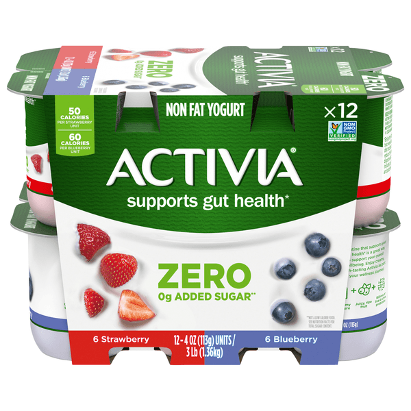 Activia 60 Calories Probiotic Strawberry And Blueberry Variety Pack Nonfat Yogurt
