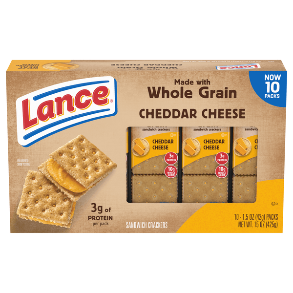 Lance Sandwich Crackers, Made With Whole Grain Crackers, Cheddar Cheese, 6 Sandwiches