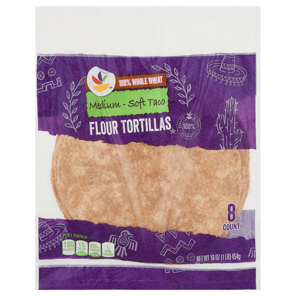 Stop & Shop Whole Wheat Flour Tortillas Medium Soft Taco Size