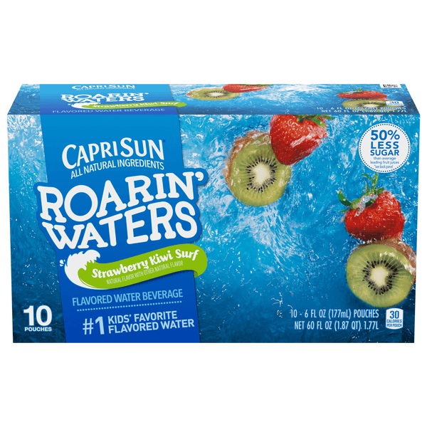 Capri Sun Roarin Waters Strawberry Kiwi Surf Kids Water Beverage Pouches