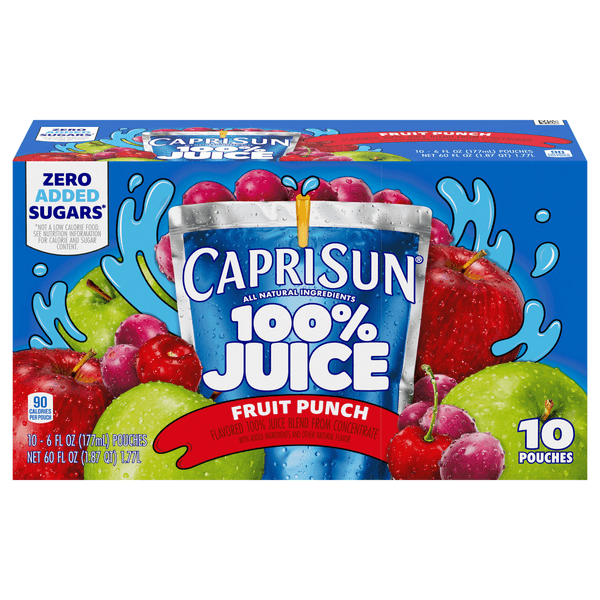 Capri Sun 100% Fruit Punch Naturally Flavored Juice Blend Pouches