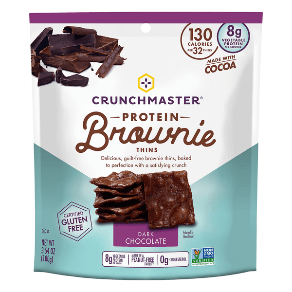 Crunchmaster Protein Brownie Thins Dark Chocolate Gluten Free