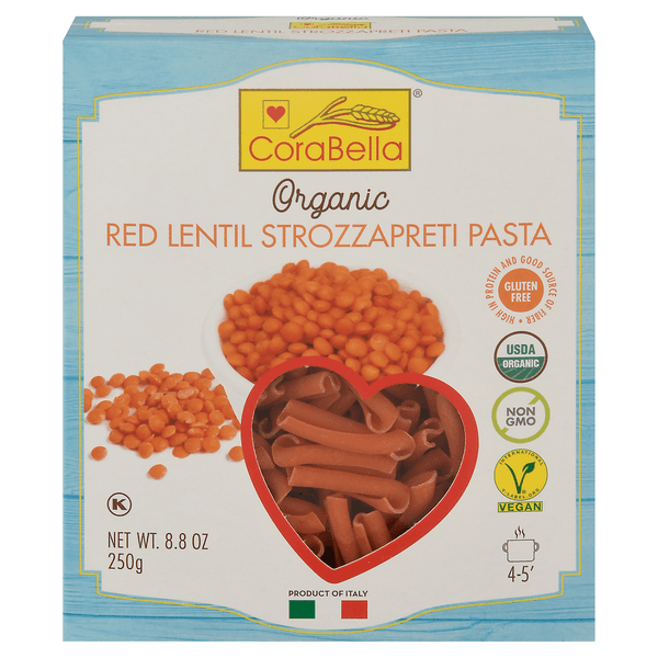 Corabella Red Lentil Pasta Strozzapreti Gluten Free Organic