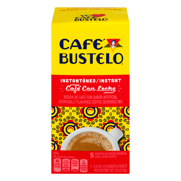 Cafe Bustelo Instant Coffee Cafe Con Leche 5Pks