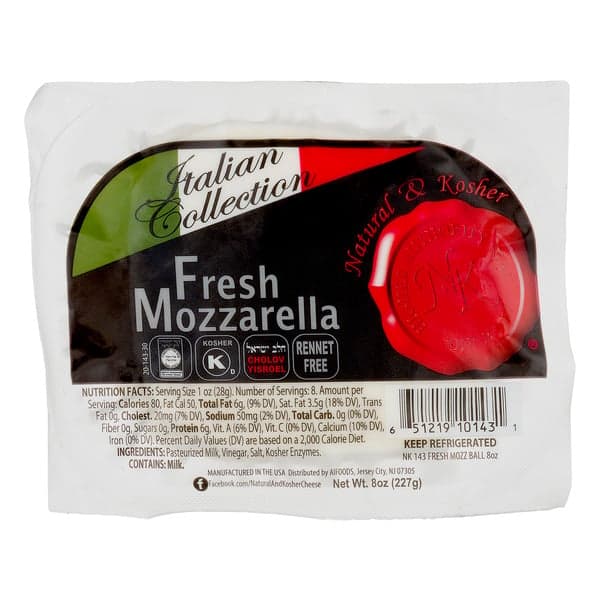 Natural & Kosher Fresh Mozarella Rennet Free