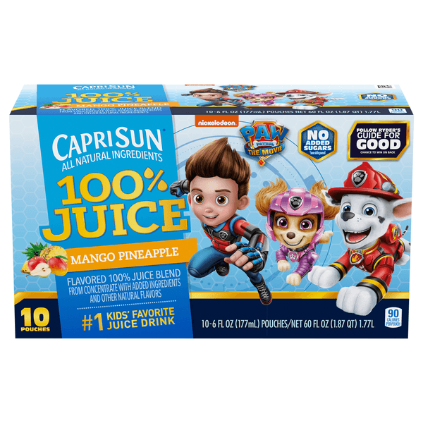 Capri Sun 100% Juice Drink Pouches Mango Pineapple Paw Patrol