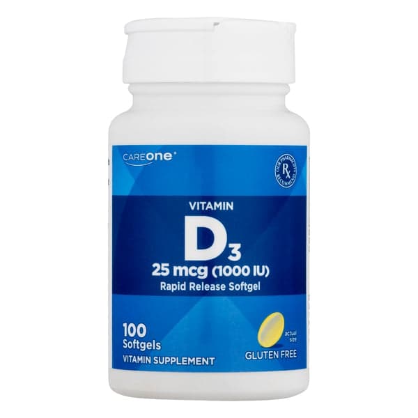 Careone Vitamin D3 Rapid Release 25 Mcg Softgels Gluten Free