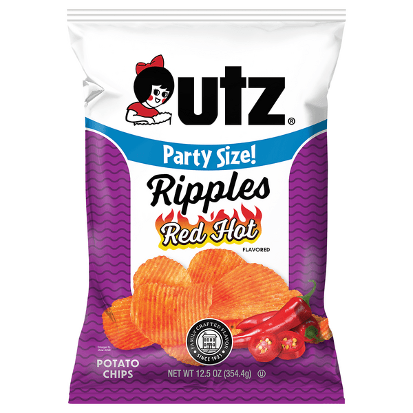 Utz Ripples Potato Chips Red Hot Party Size