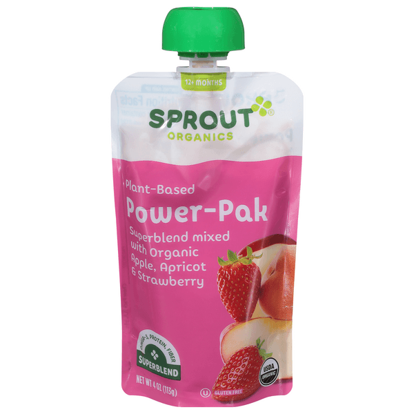 Sprout Power Pak Toddler Superblend W/Apple Apricot & Strawberry Organic
