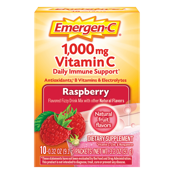 Emergen-C Raspberry Fizzy Drink Mix Dietary Supplement Vitamin