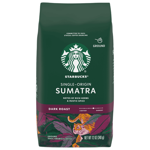 Starbucks Sumatra 100% Arabica Dark Roast Ground Coffee Bag